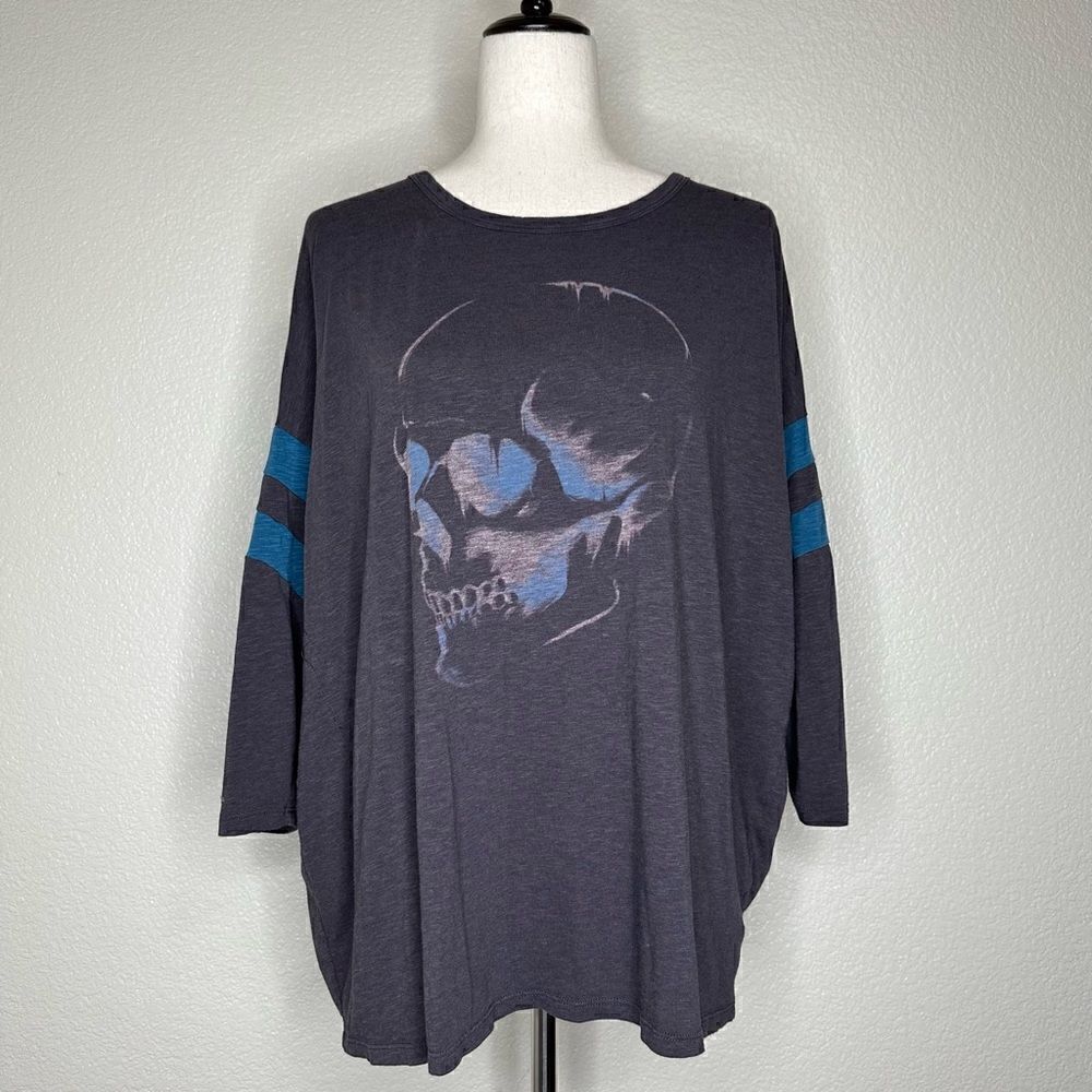 Torrid Skull Classic Fit Super Soft Slub Long Sleeves Drop Shoulder Tee